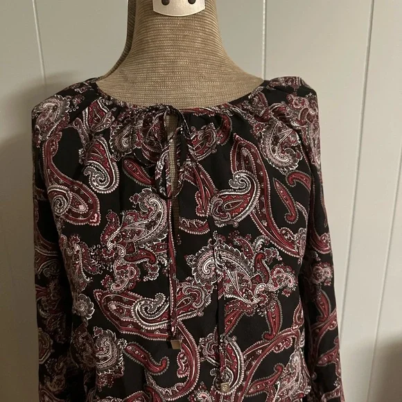 MICHAEL KORS Women's Pop Raglan Dress, Paisley Print Long Sleeve Size XS